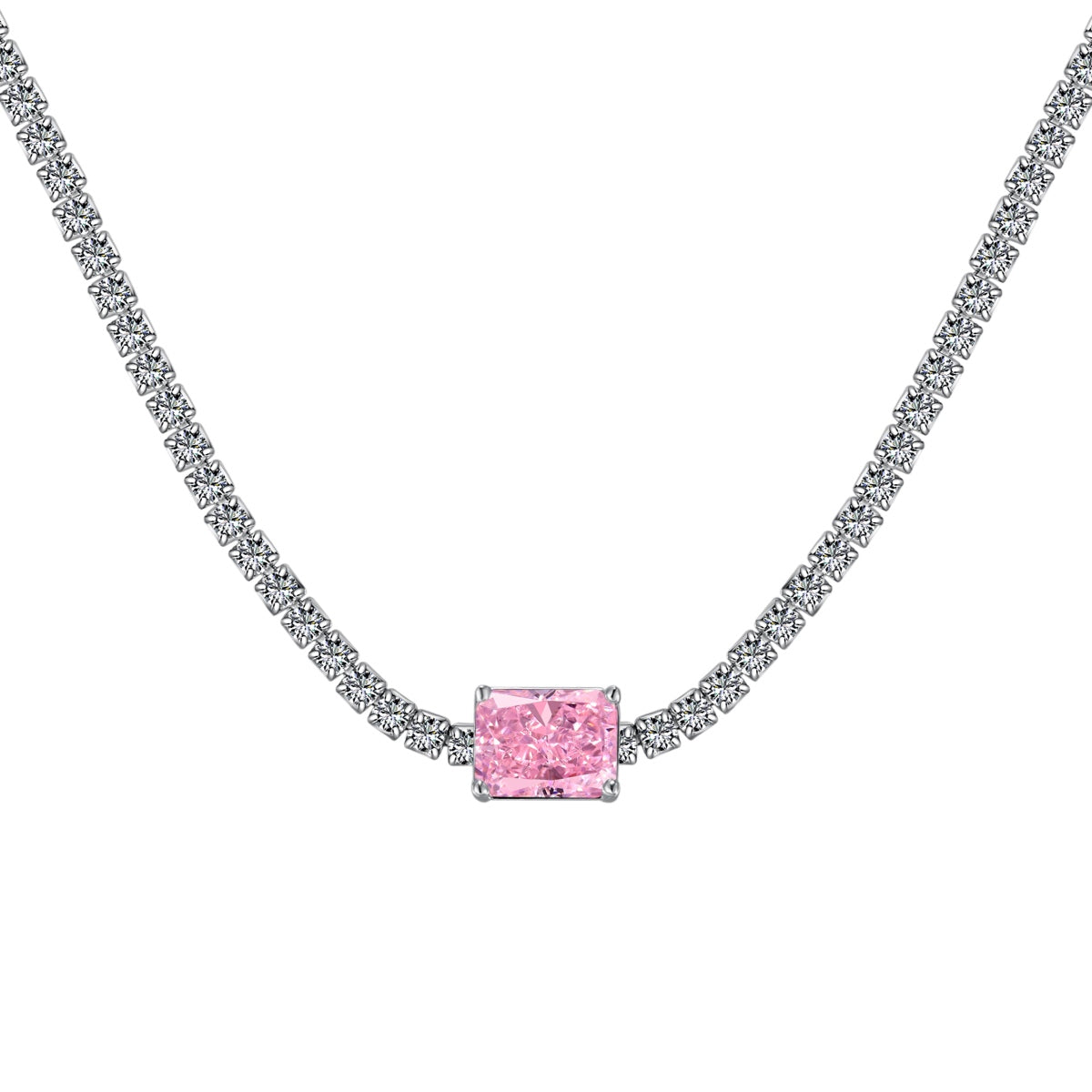 [Max Jewelry ]2.0 carat Ornate Emerald Cut Necklace