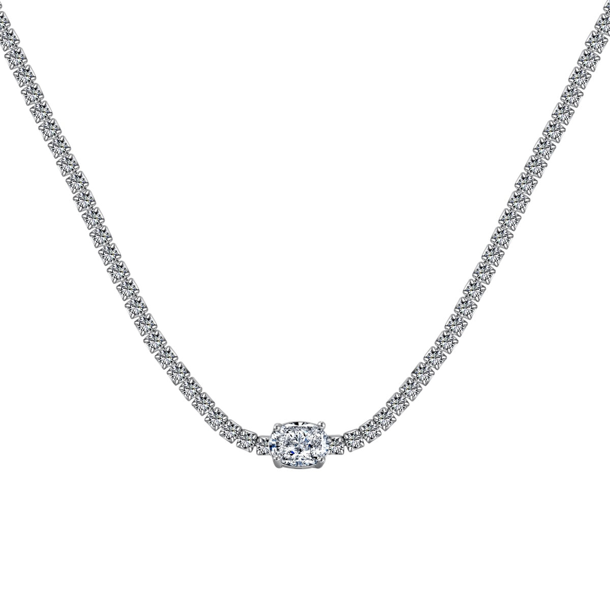[Max Jewelry ]1.0 Carat Shining Oval Cut Necklace
