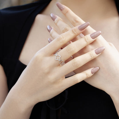 [Max Jewelry ]Hollow Design Four-Leaf Clover Flower Shape Ring
