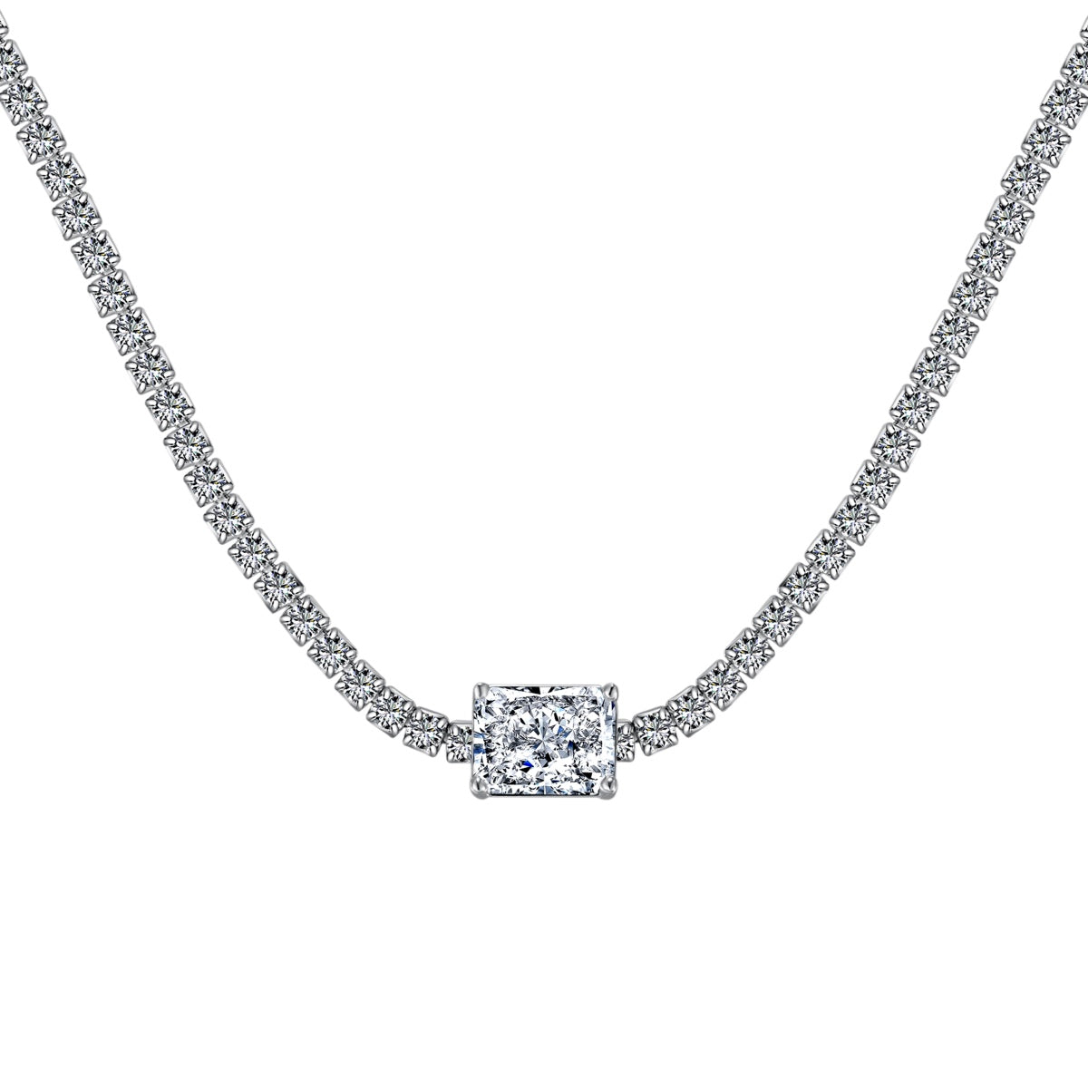 [Max Jewelry ]2.0 carat Ornate Emerald Cut Necklace