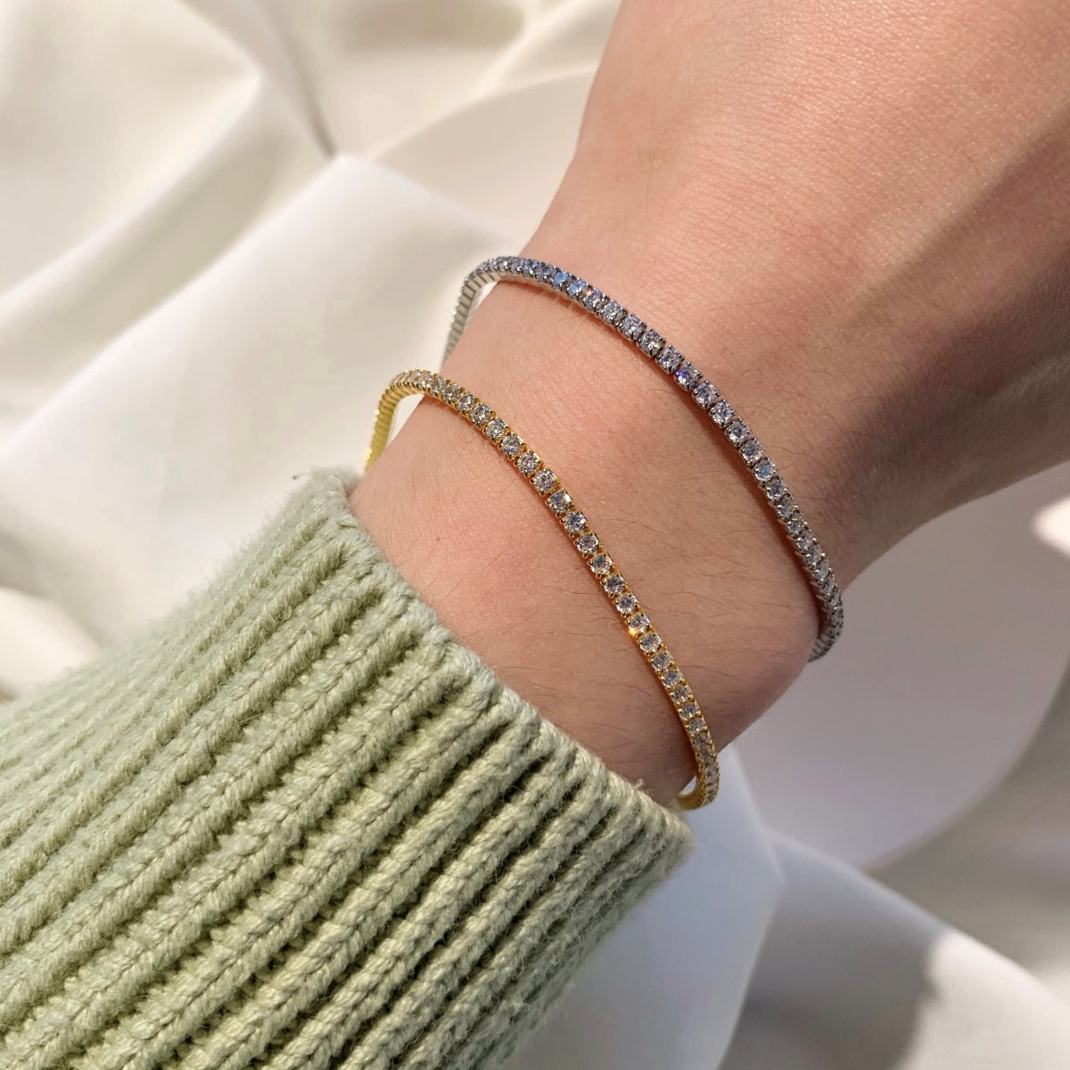 [Max Jewelry ]Radiant Shinning Princess Cut Tennis Bracelet