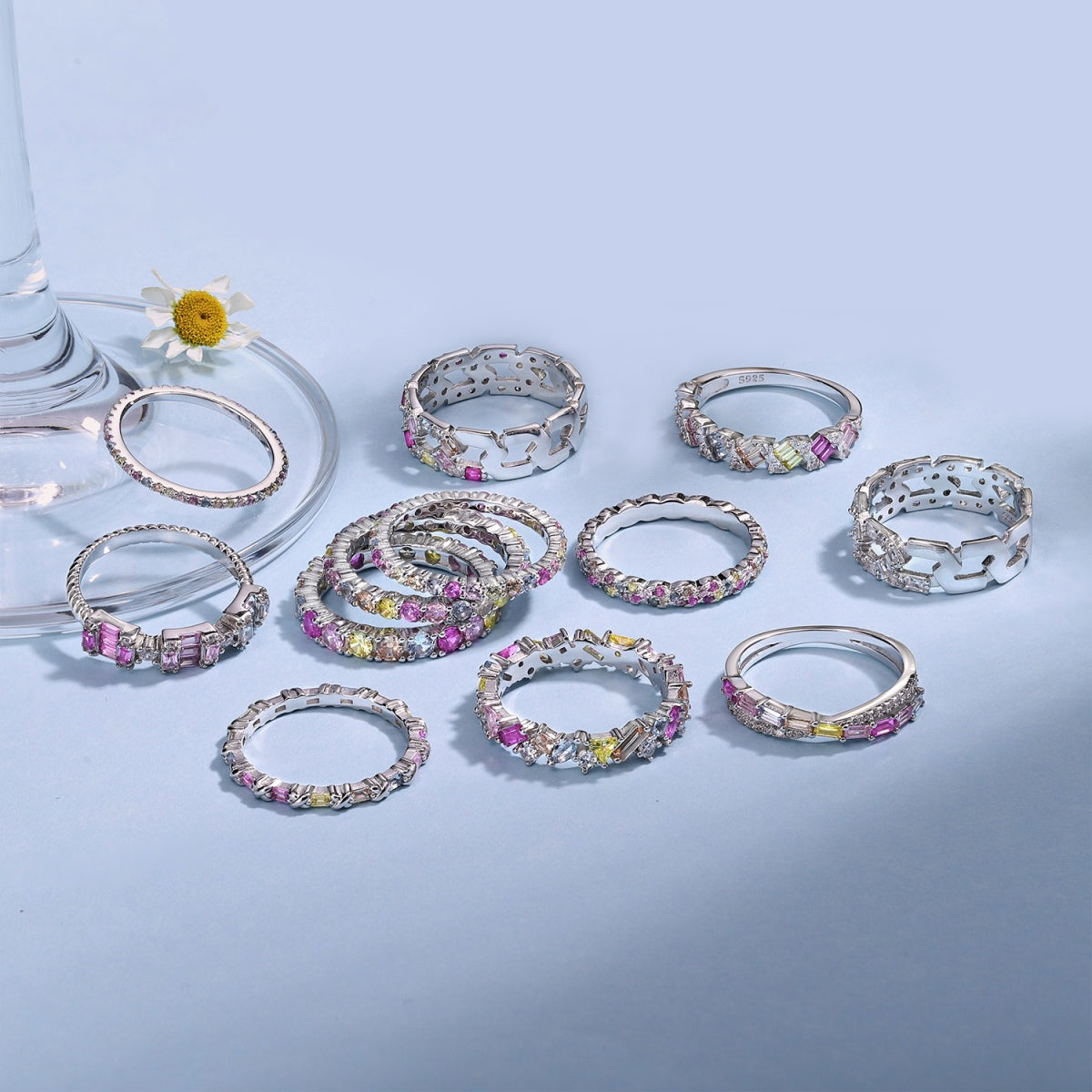 [Max Jewelry ]Radiant Sparkling Round Cut Daily Ring