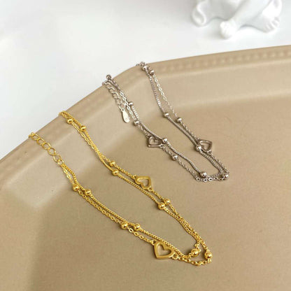 [Max Jewelry ]Dainty Double Layer Love Heart Bracelet