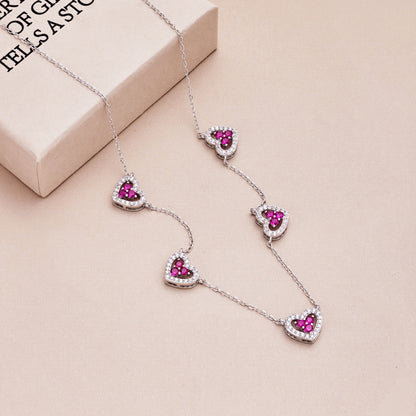 [Max Jewelry ]Sparkling Five Heart Necklace