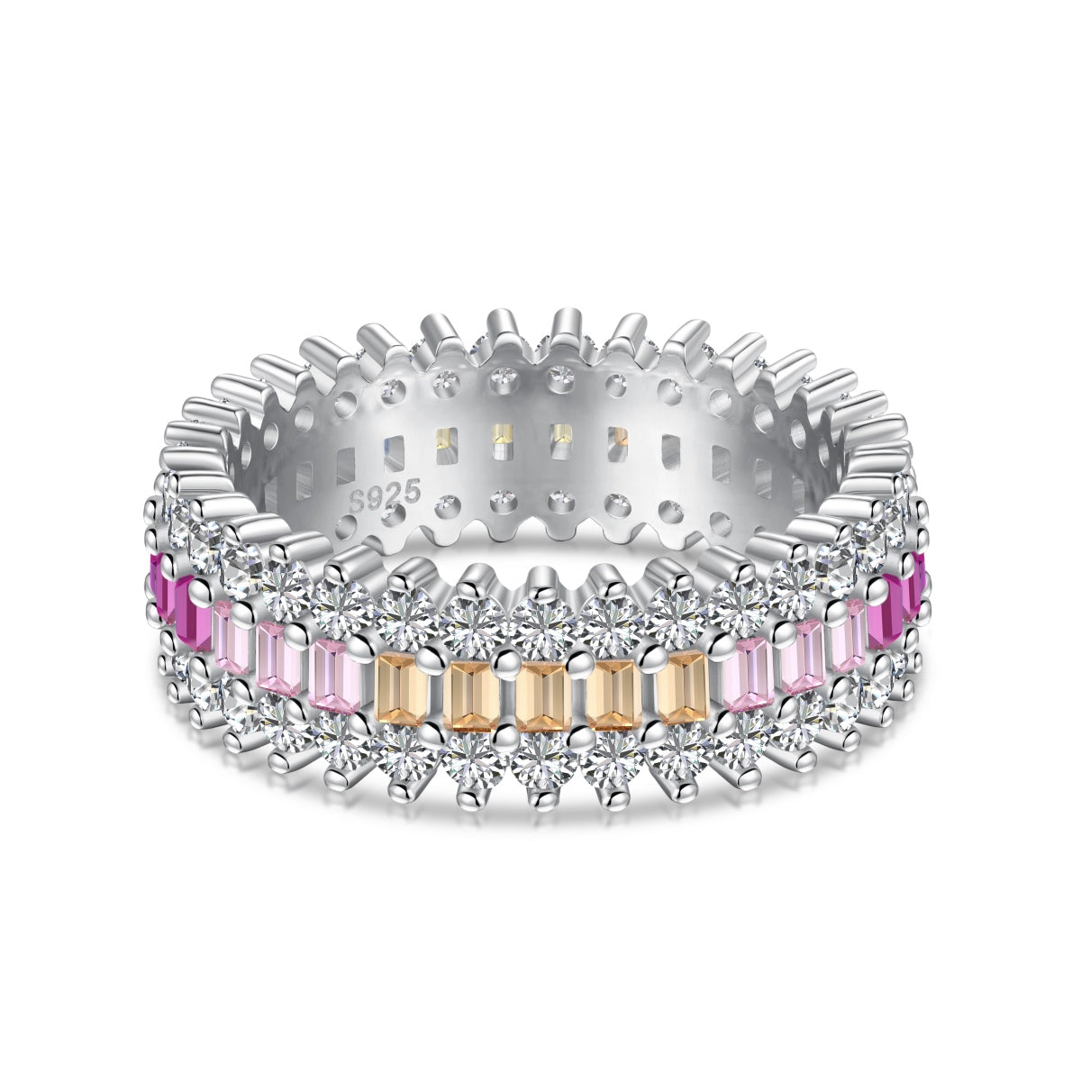 [Max Jewelry ]Ornate Colorful Radiant Cut Daily Ring