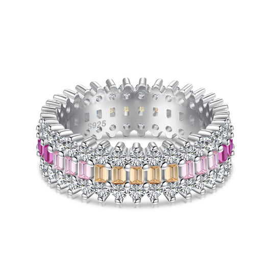 [Max Jewelry ]Ornate Colorful Radiant Cut Daily Ring