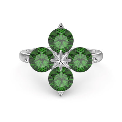 [Max Jewelry ]Four-Leaf Clover Eight-Pointed Star Ring
