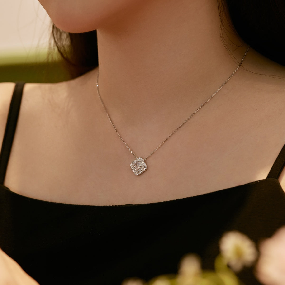 [Max Jewelry ]Sparkling Asscher Cut Necklace