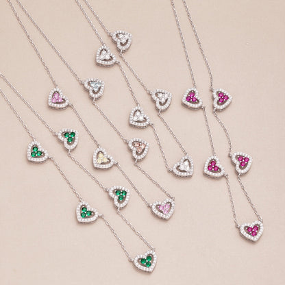 [Max Jewelry ]Sparkling Five Heart Necklace