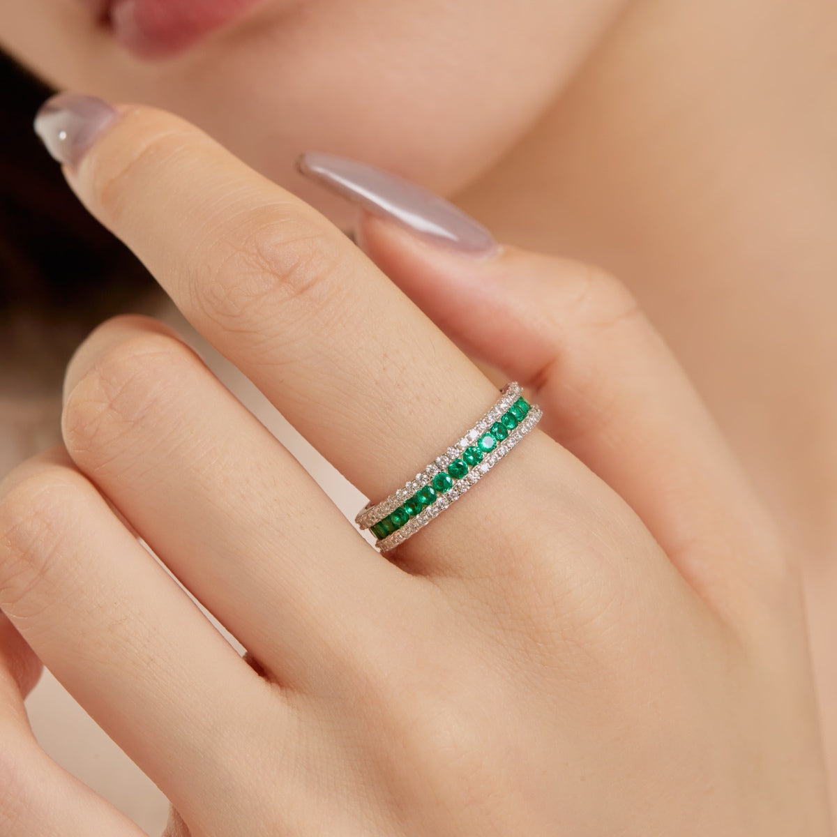 [Max Jewelry ]Delicate Colorful Round Cut Daily Ring