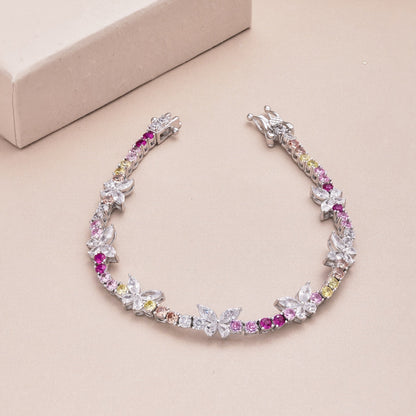 [Max Jewelry ]Ornate Colorful Butterfly Shape Round Cut Daily Bracelet