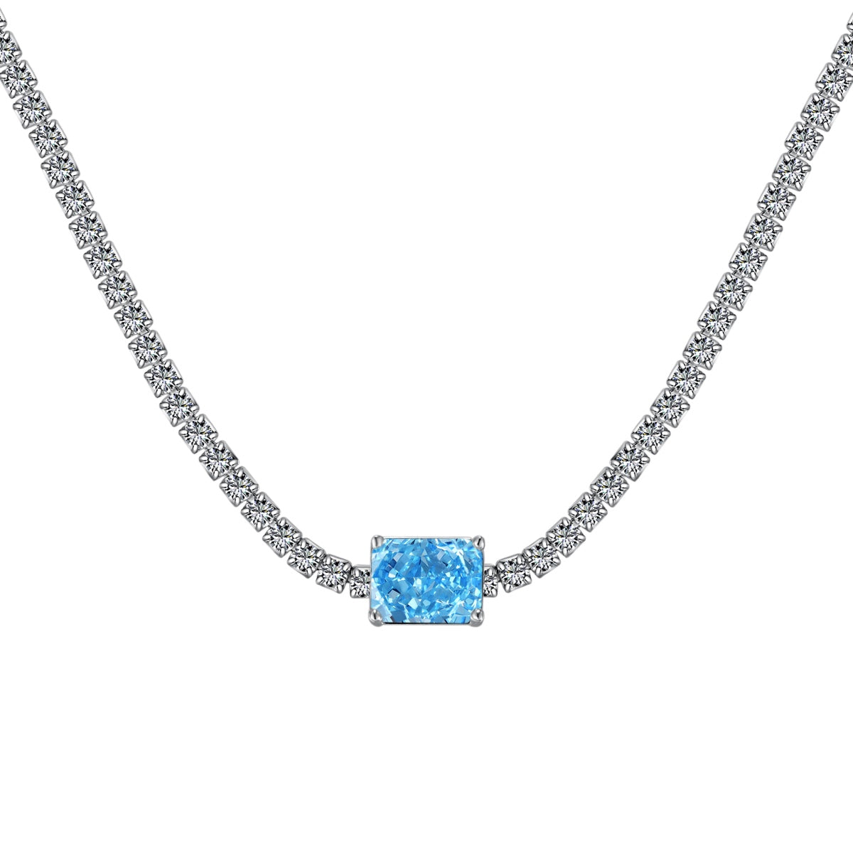 [Max Jewelry ]2.0 carat Ornate Emerald Cut Necklace