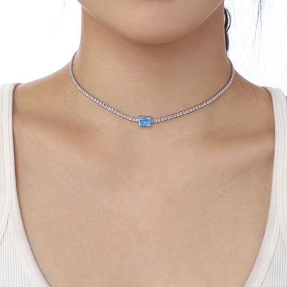 [Max Jewelry ]2.0 carat Ornate Emerald Cut Necklace