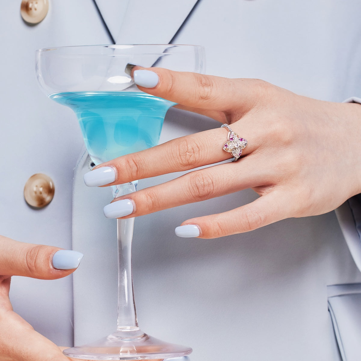 [Max Jewelry ]Luxurious Colorful Flower Shape Banquet Ring