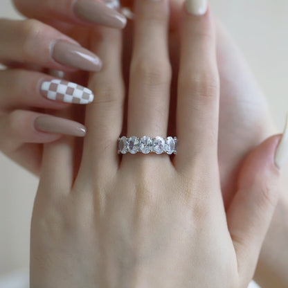[Max Jewelry ]Dainty Elongated Cushion Cut Tennis Ring