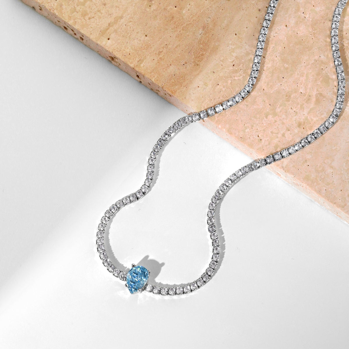 [Max Jewelry ]1.0 carat Unique Pear Cut Tennis Necklace