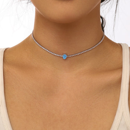 [Max Jewelry ]1.0 carat Unique Pear Cut Tennis Necklace
