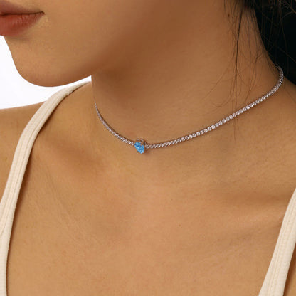 [Max Jewelry ]1.0 carat Unique Pear Cut Tennis Necklace