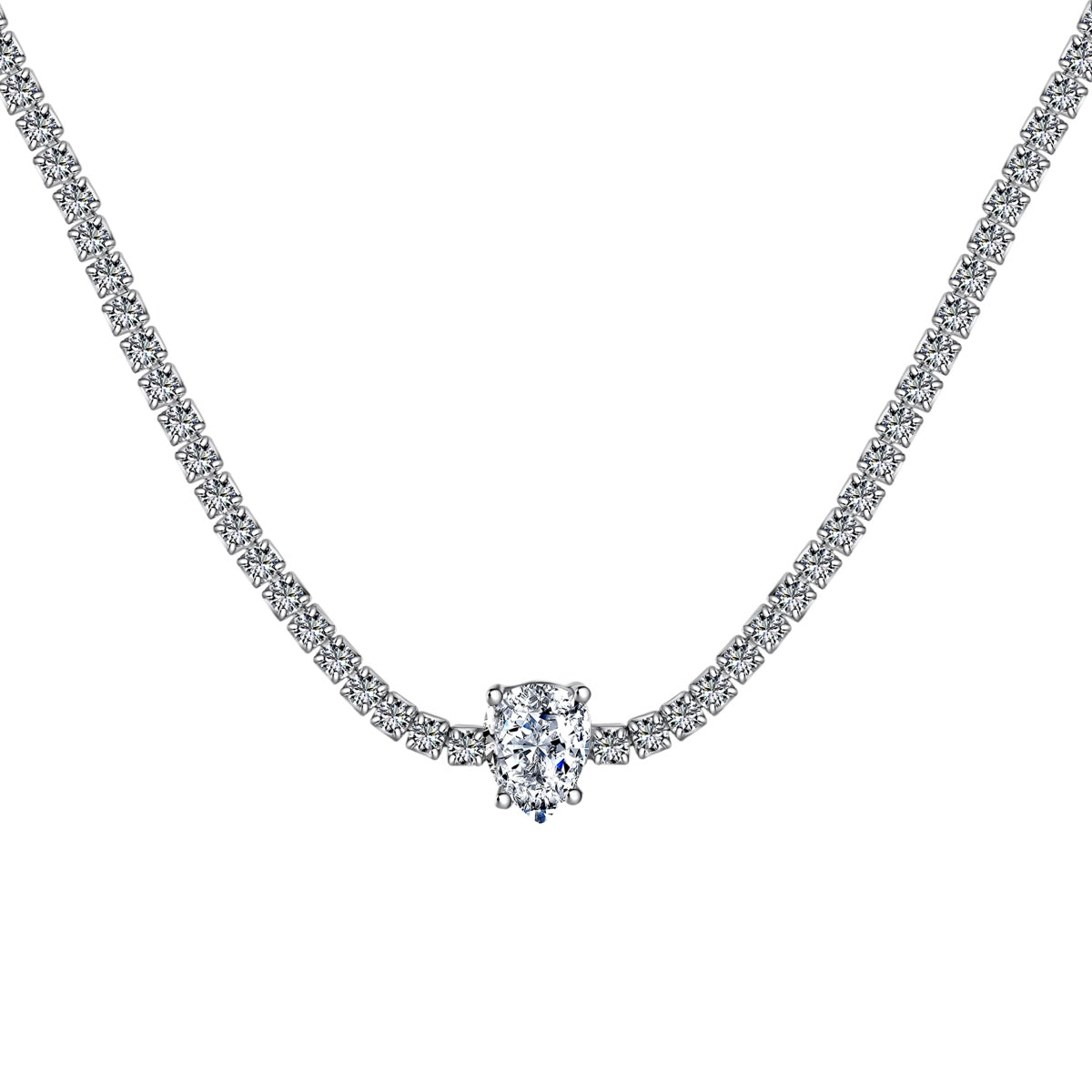 [Max Jewelry ]1.0 carat Unique Pear Cut Tennis Necklace