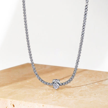 [Max Jewelry ]1.0 carat Unique Pear Cut Tennis Necklace