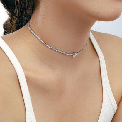 [Max Jewelry ]1.0 carat Unique Pear Cut Tennis Necklace