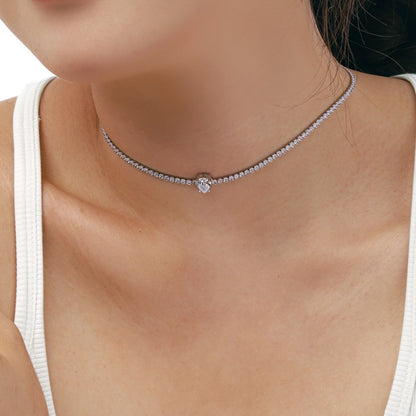 [Max Jewelry ]1.0 carat Unique Pear Cut Tennis Necklace