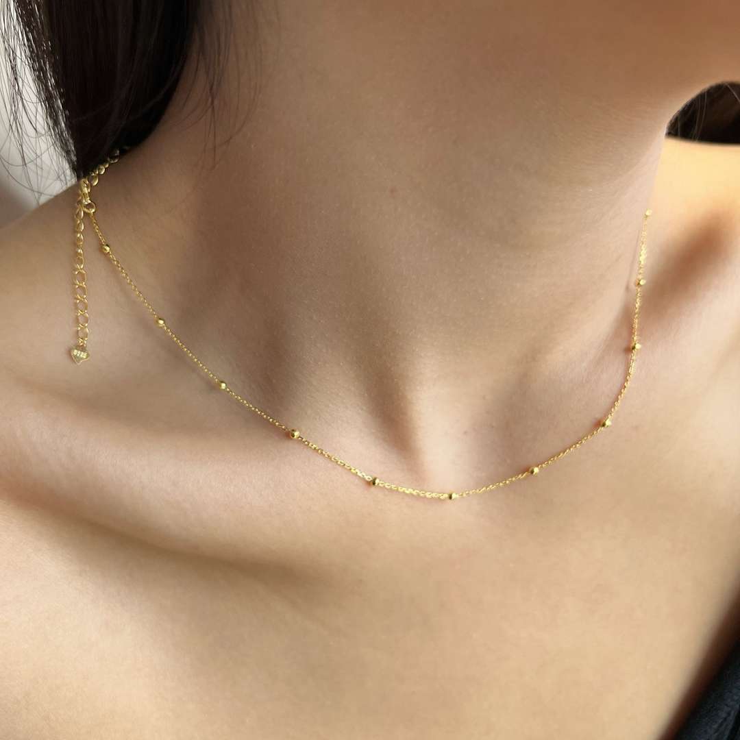 [Max Jewelry ]Small Bead Clavicle Chain Simple Necklace