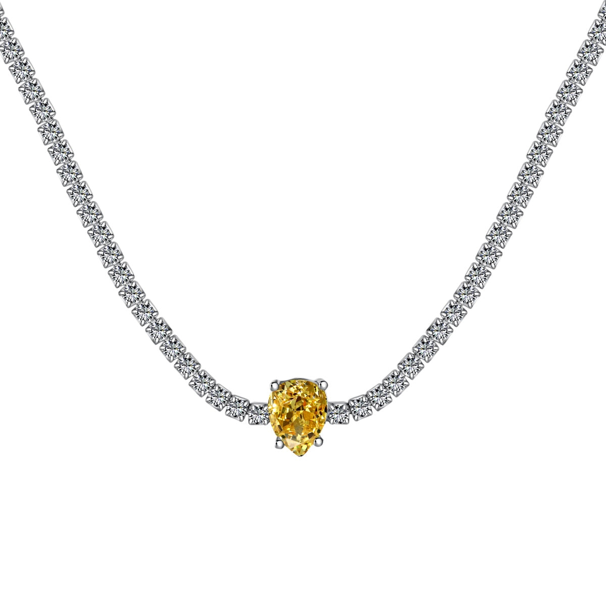 [Max Jewelry ]1.0 carat Unique Pear Cut Tennis Necklace