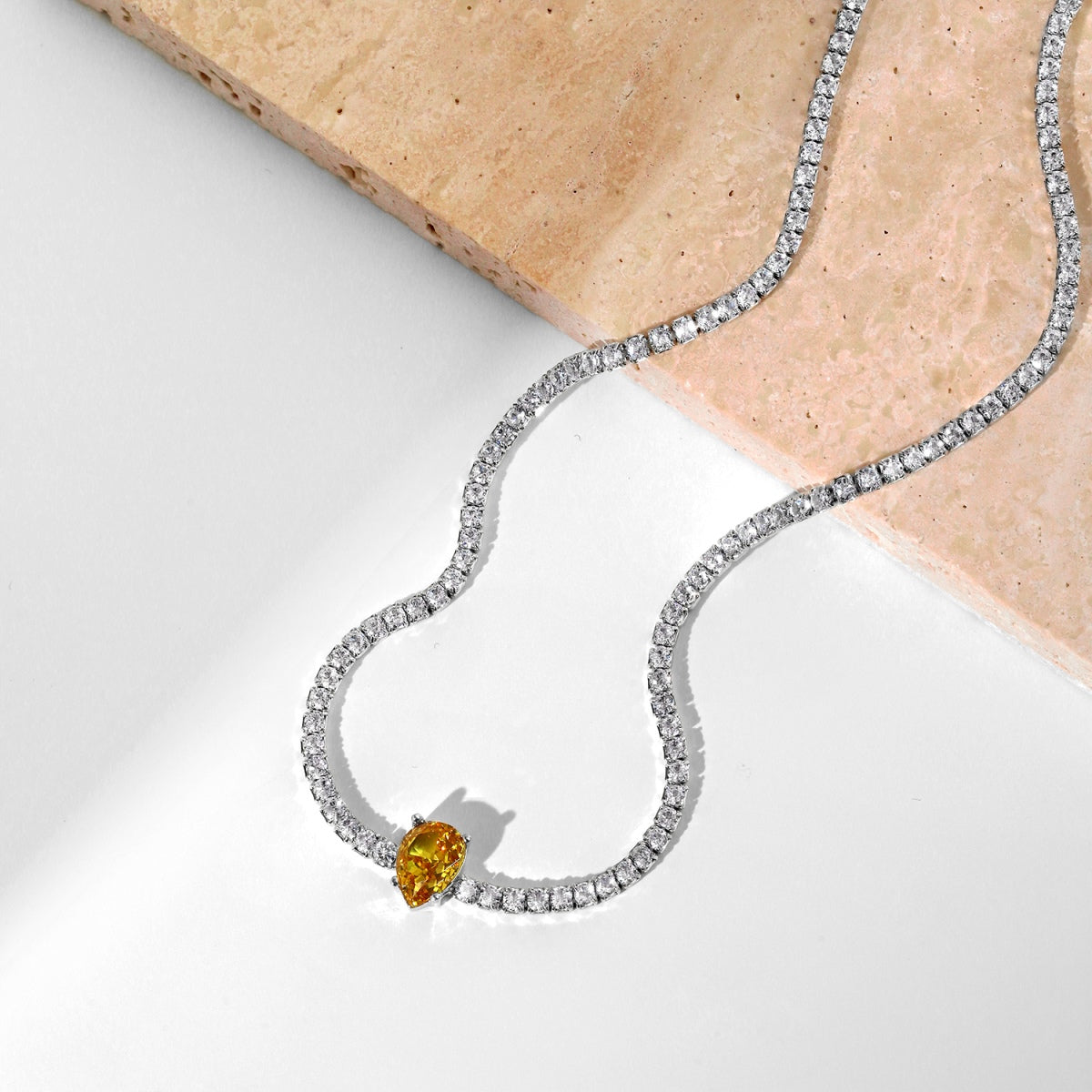 [Max Jewelry ]1.0 carat Unique Pear Cut Tennis Necklace