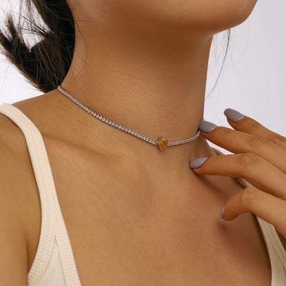 [Max Jewelry ]1.0 carat Unique Pear Cut Tennis Necklace