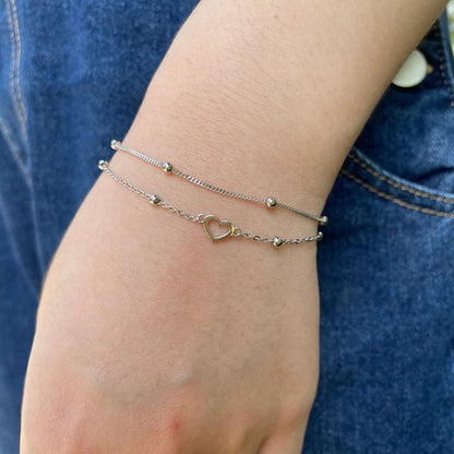 [Max Jewelry ]Dainty Double Layer Love Heart Bracelet