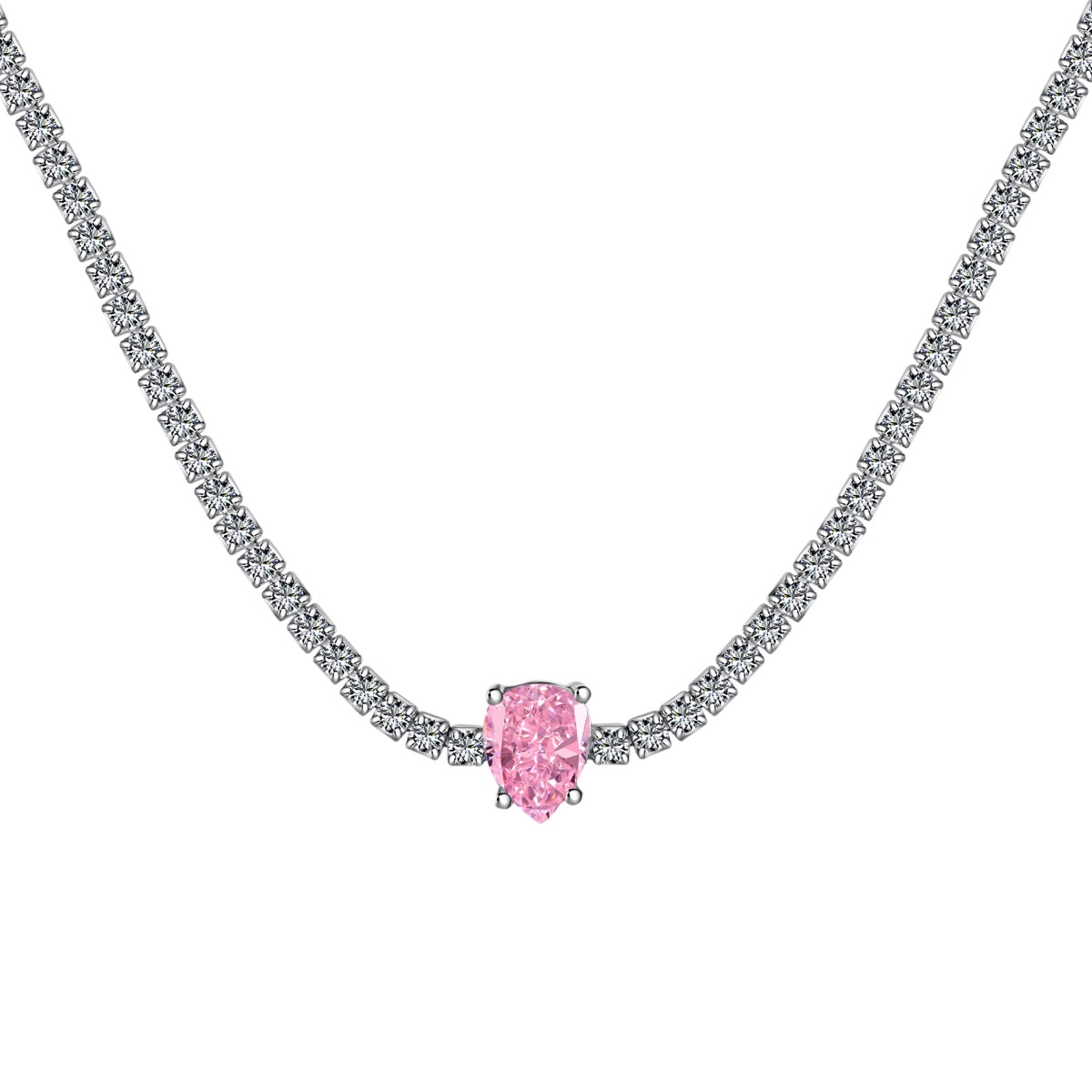 [Max Jewelry ]1.0 carat Unique Pear Cut Tennis Necklace