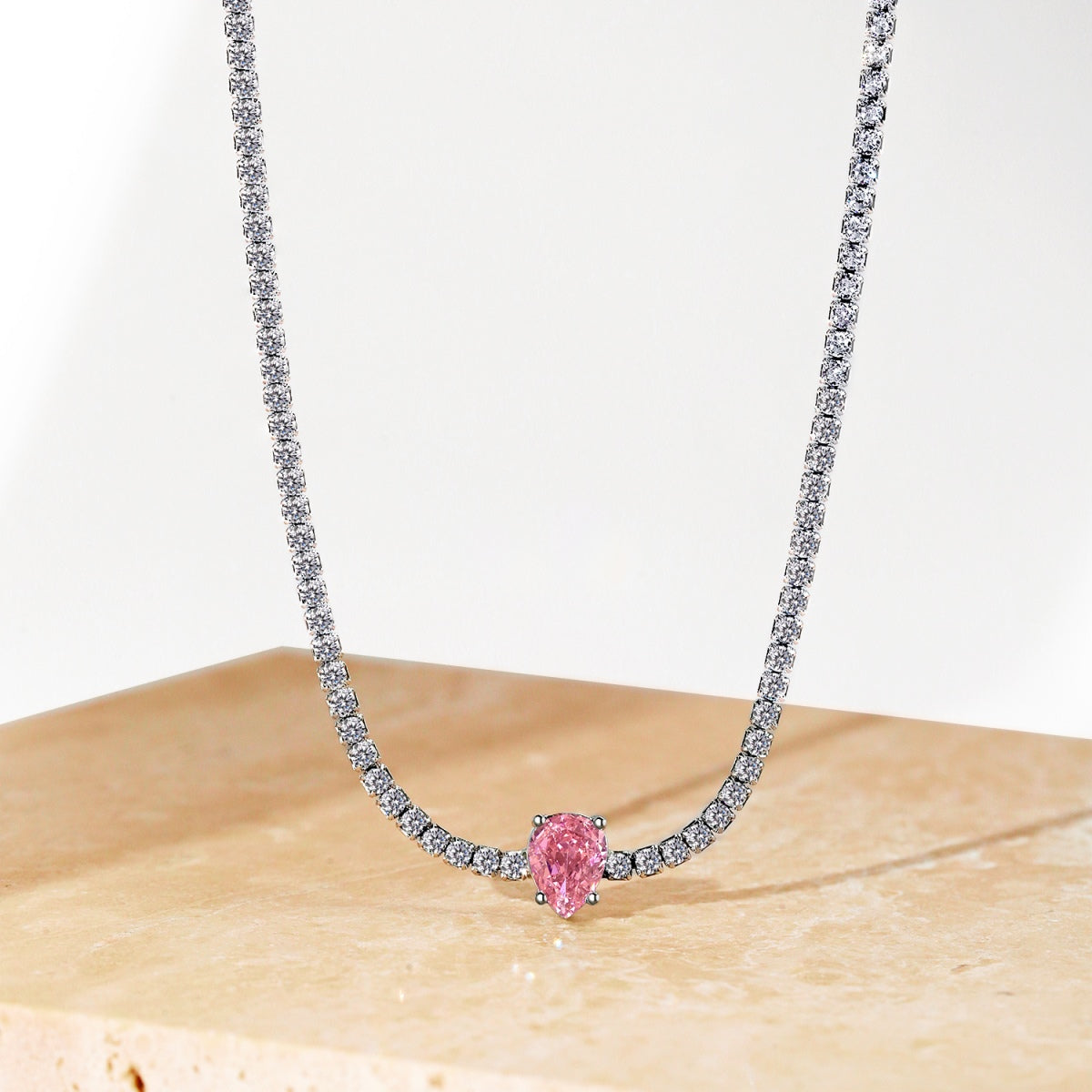 [Max Jewelry ]1.0 carat Unique Pear Cut Tennis Necklace