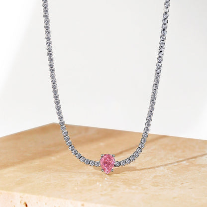 [Max Jewelry ]1.0 carat Unique Pear Cut Tennis Necklace