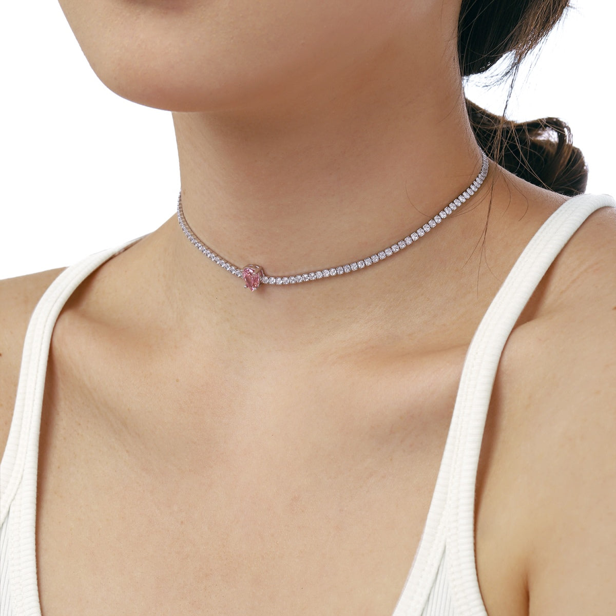 [Max Jewelry ]1.0 carat Unique Pear Cut Tennis Necklace