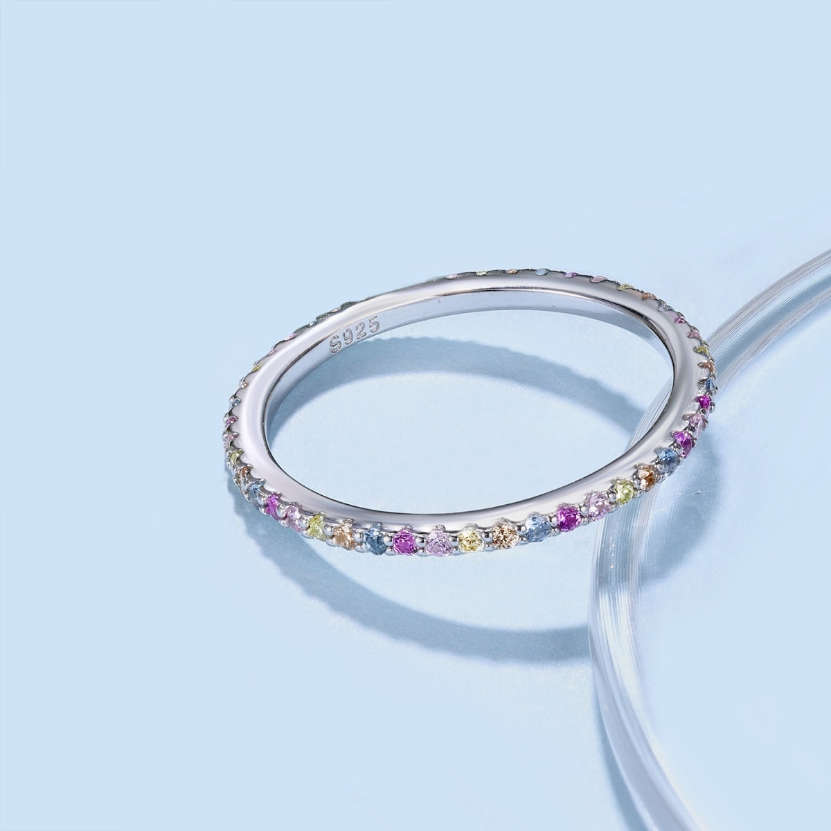 [Max Jewelry ]Ornate Colorful Round Cut Tennis Ring
