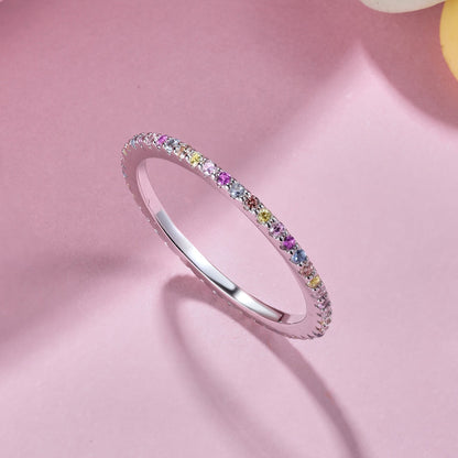 [Max Jewelry ]Ornate Colorful Round Cut Tennis Ring
