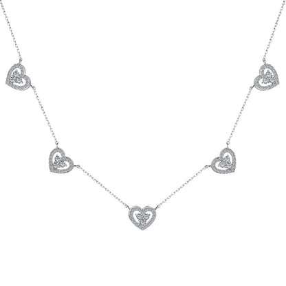[Max Jewelry ]Sparkling Five Heart Necklace