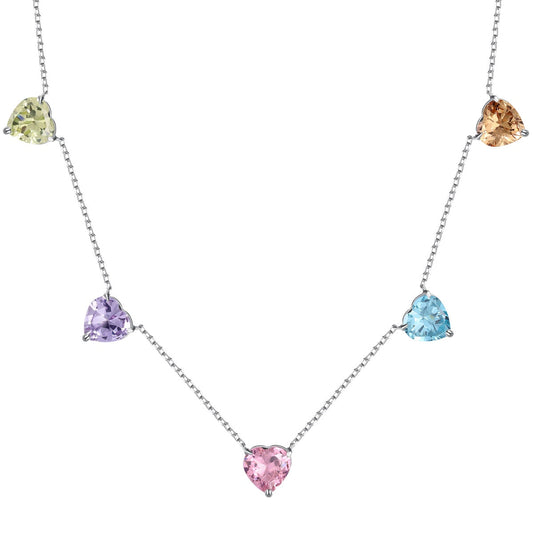 [Max Jewelry ]Sparkling Colorful Heart Cut Necklace