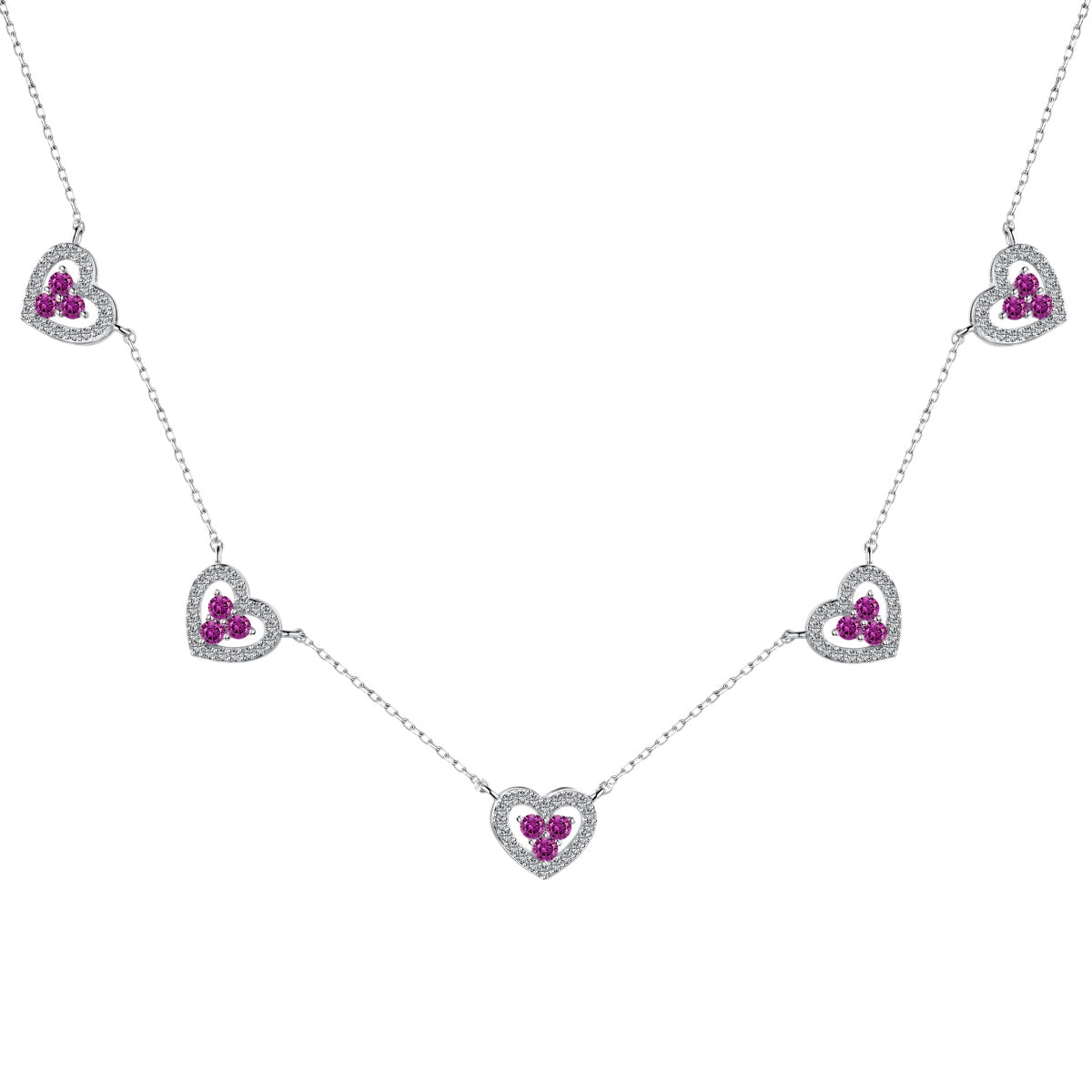 [Max Jewelry ]Sparkling Five Heart Necklace