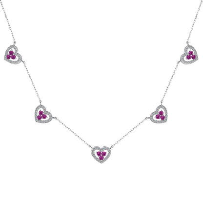 [Max Jewelry ]Sparkling Five Heart Necklace