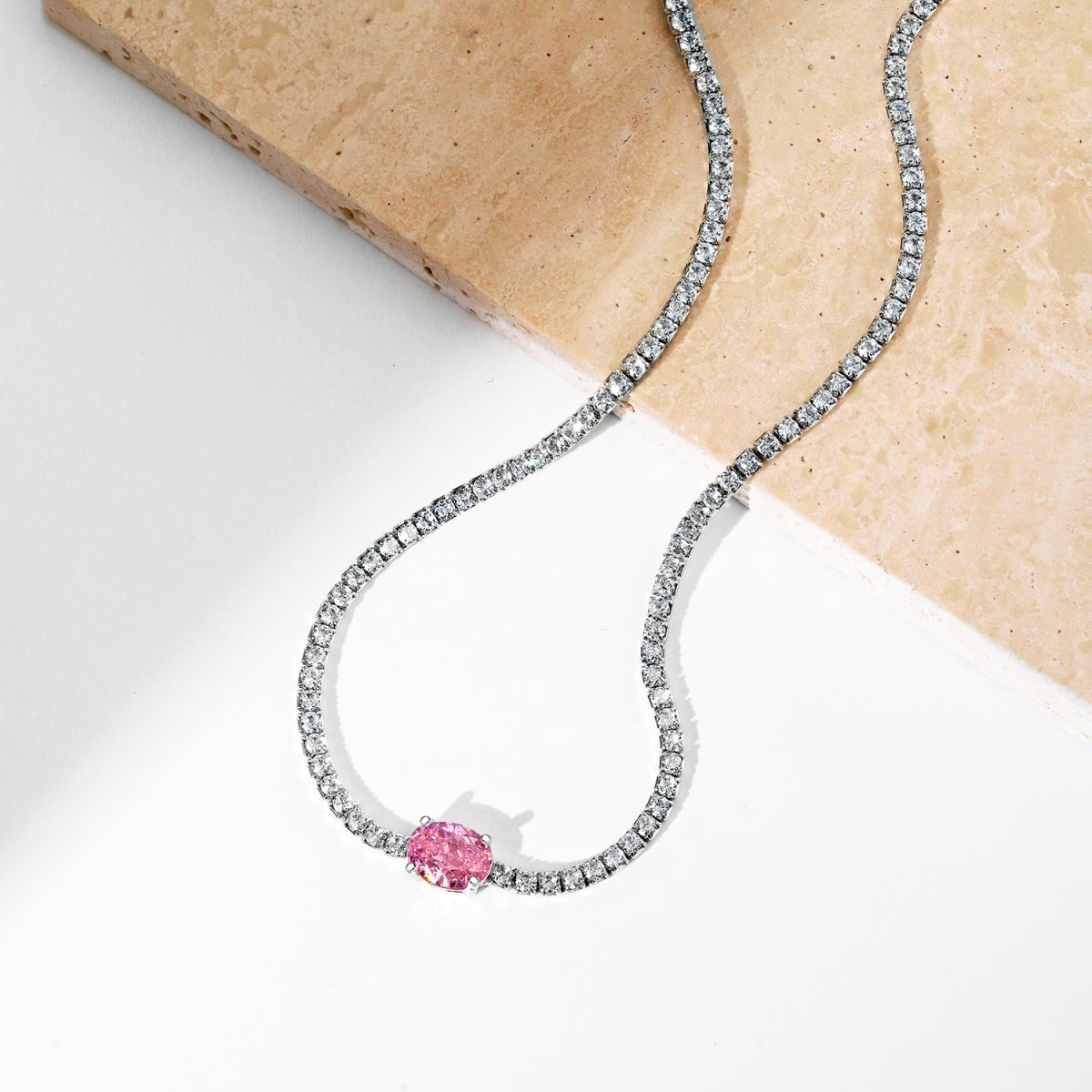 [Max Jewelry ]1.0 Carat Shining Oval Cut Necklace