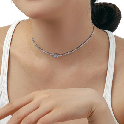 [Max Jewelry ]1.0 Carat Shining Oval Cut Necklace