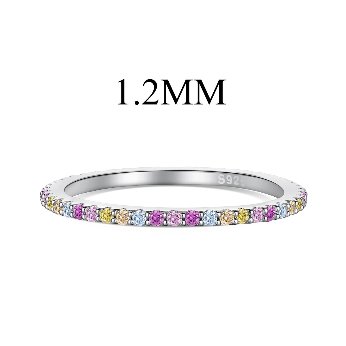 [Max Jewelry ]Ornate Colorful Round Cut Tennis Ring