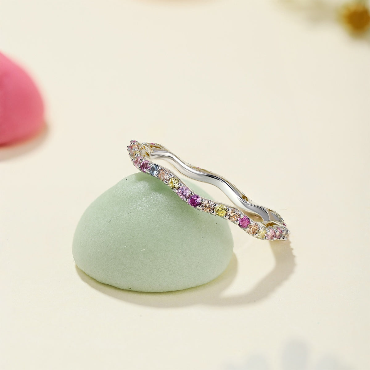 [Max Jewelry ]Dainty Colorful Round Cut Party Ring