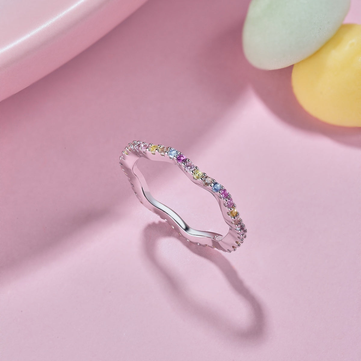 [Max Jewelry ]Dainty Colorful Round Cut Party Ring