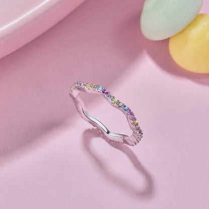 [Max Jewelry ]Dainty Colorful Round Cut Party Ring