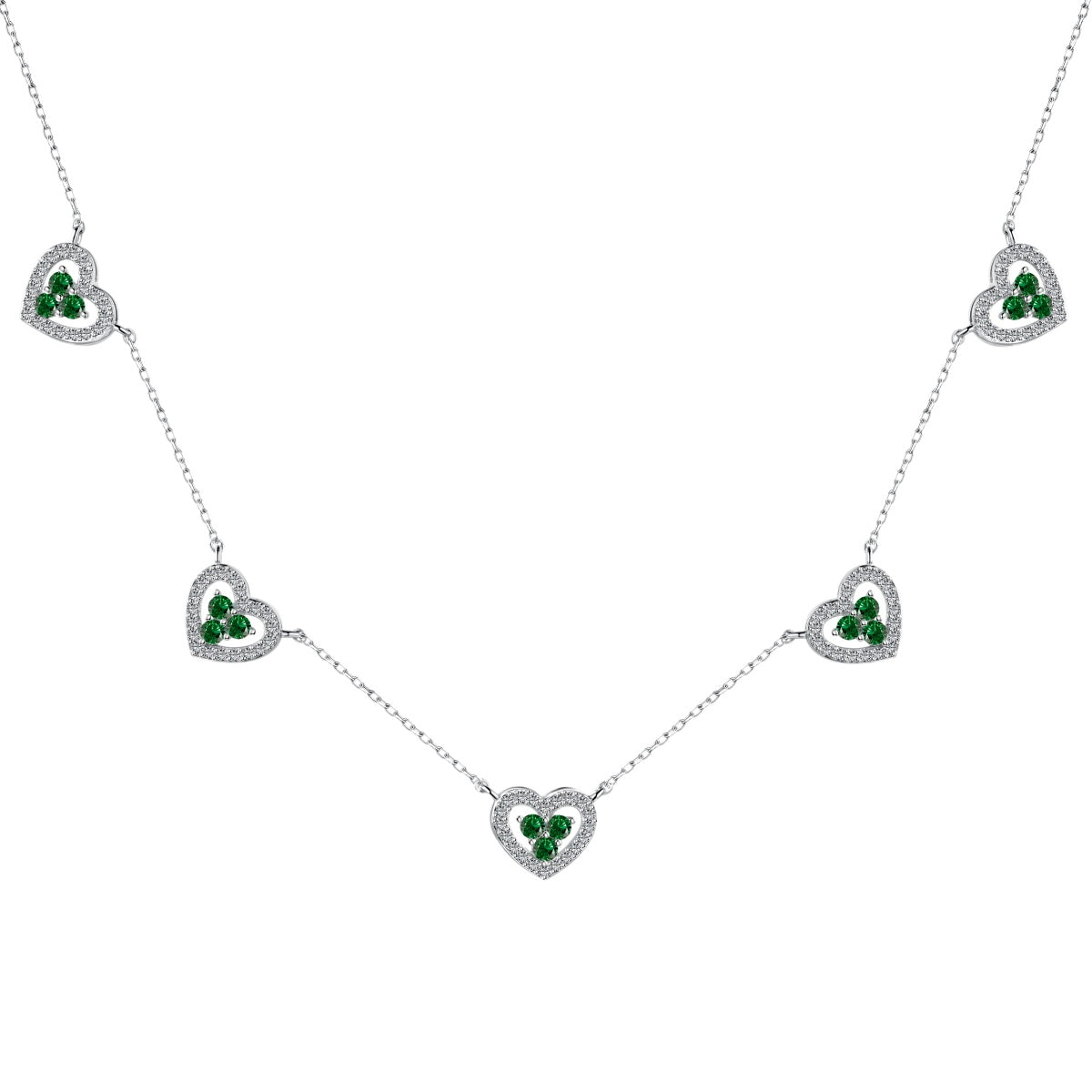 [Max Jewelry ]Sparkling Five Heart Necklace