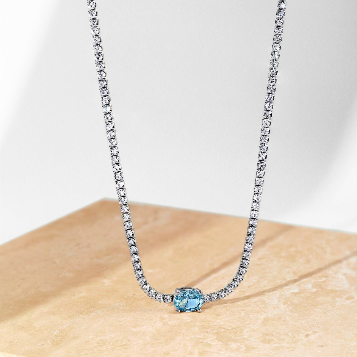 [Max Jewelry ]1.0 Carat Shining Oval Cut Necklace
