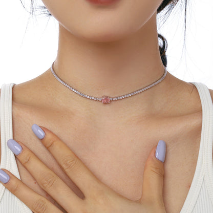 [Max Jewelry ]1.0 Carat Shining Oval Cut Necklace